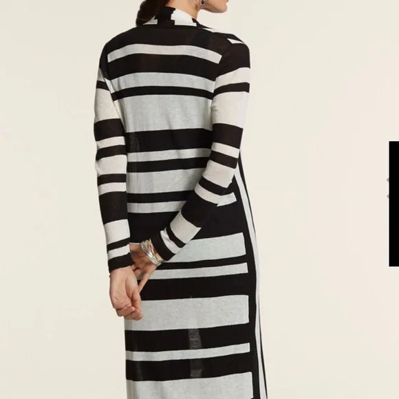 Chico’s Nola black and white linen duster size 0 - Picture 2 of 4